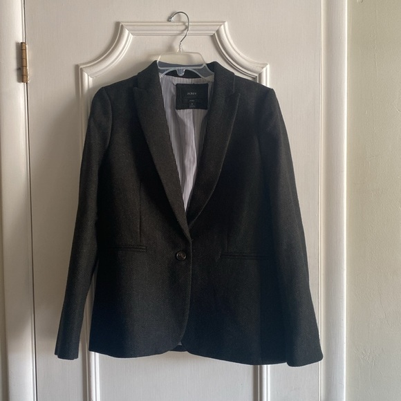 J. Crew English Wool Herringbone Parke Blazer in Pine, size 8 - Picture 2 of 5
